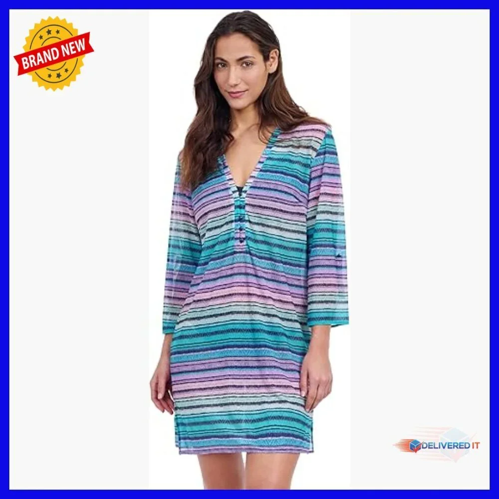 Large Mesh Tunic Cover Up 3/4 Sleeve UPF 25 Swimwear Essential